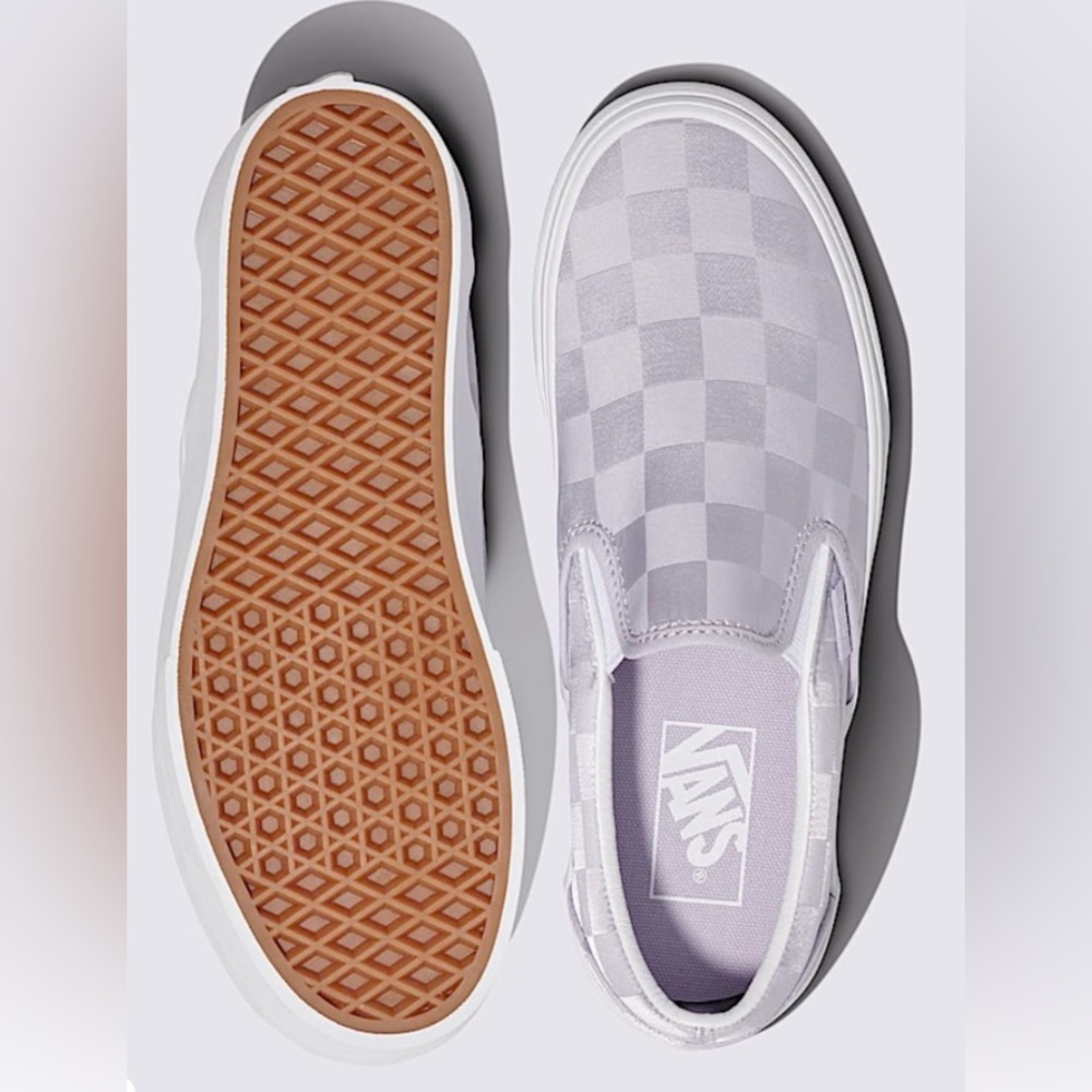 Vans Plateform Satin Purple Checkered Slip-Ons